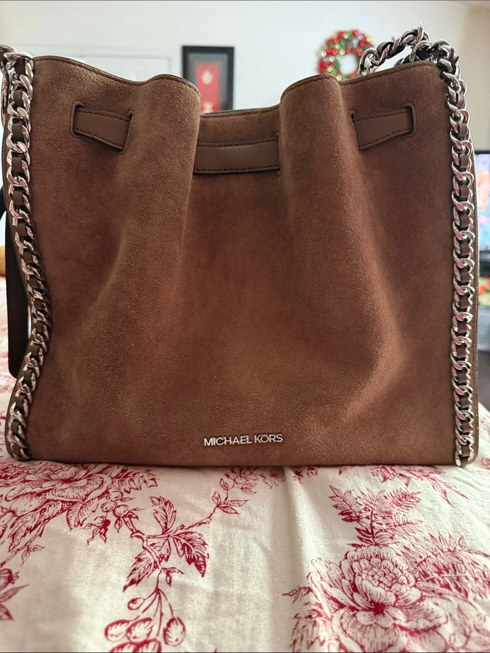 Michael kors suede med size bag. - Picture 1 of 6